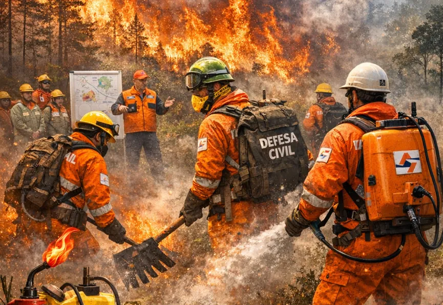 Paulistânia sedia reunião técnica do CIVAP com simulado prático de combate a incêndio florestal